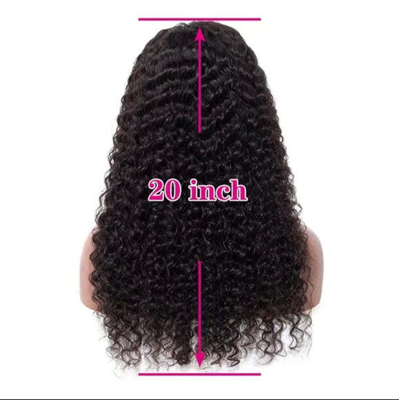 20" 180% Density Natural Black Kinky Curly 13x4 Lace Frontal Brazilian Hair Wig - Picture 8 of 9